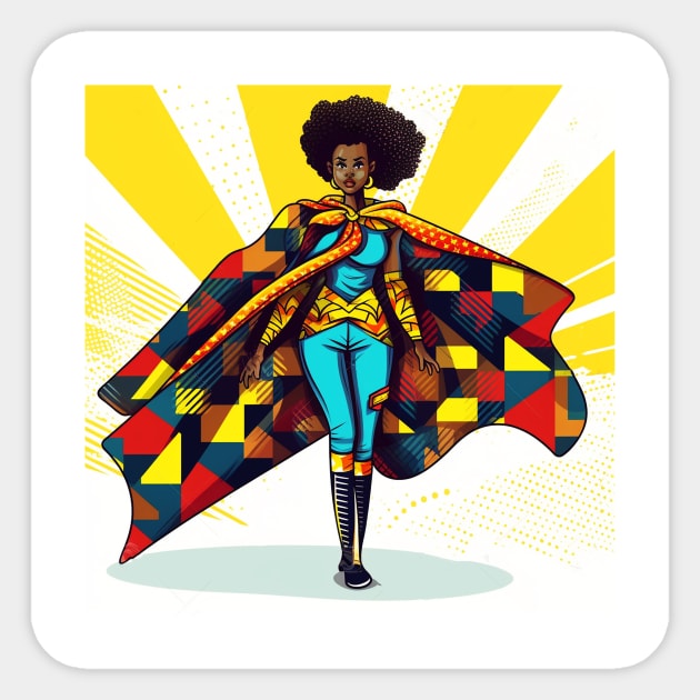 African Queen, Afro Superhero, Female Warrior, Black History Sticker by logiamerch